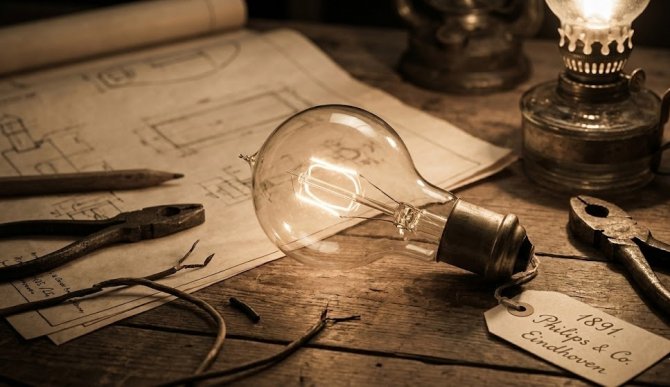 A Philips márka története és az első villanykörték gyártása a hollandiai Eindhovenben 1891-ben